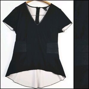 ANN TAYLOR Fitted V-neckline High-Low Top Blouse Medium.